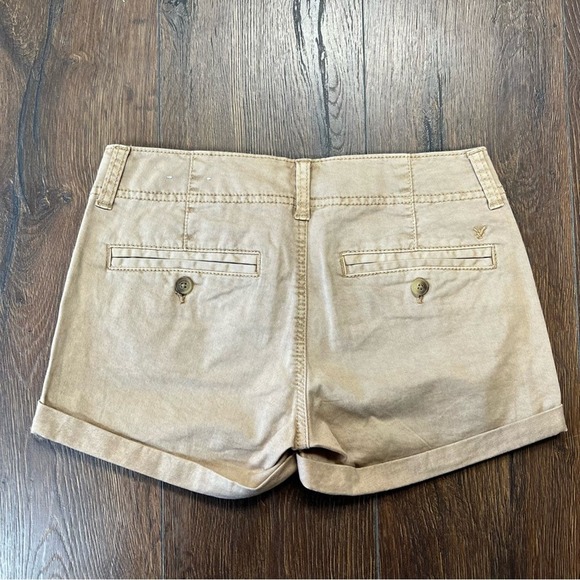 American Eagle khaki Shortie shorts SZ 0 - Picture 2 of 4